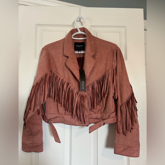 Beulah Jackets & Blazers - Beulah Women's Suede Fringe Blazer - Rust
